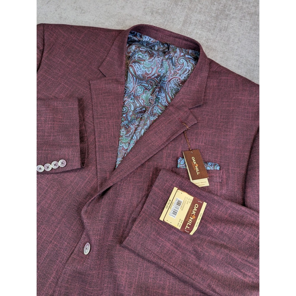 Oak Hill Blazer Men 5XL 62-64 Burgendy Textured Performance Sports Jacket NWT